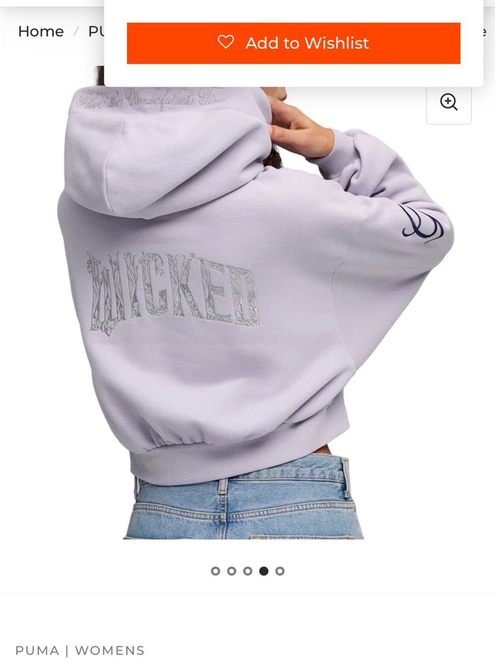 Puma Lavender Relaxed Cropped Pullover Hoodie with Purple Drawstrings Wicked - Picture 5 of 13